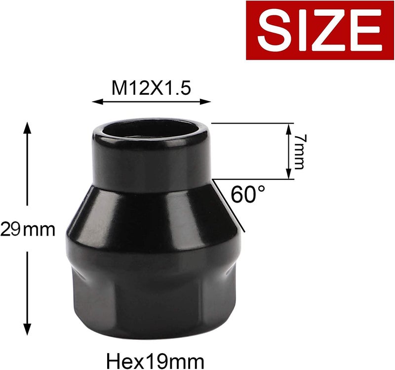 FLYCLE 12x1.5 Extended (ET) Lug Nuts, 24PCS M12x1.5 Black Open Ended Lug Nuts 7mm Shank for Tacoma 4runner FJ Cruiser Aftermarket Wheels - Image 3